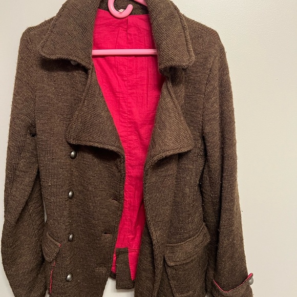 Free People Vintage Embroidered Floral Wool Knit Double Breasted Jacket - Picture 6 of 10